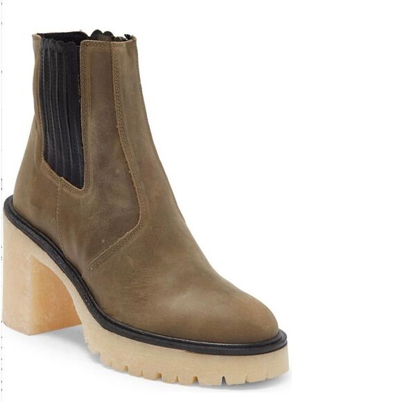 Free People James Chelsea Boot Booties Size 40 10 Deep Khaki Leather New - Picture 7 of 8